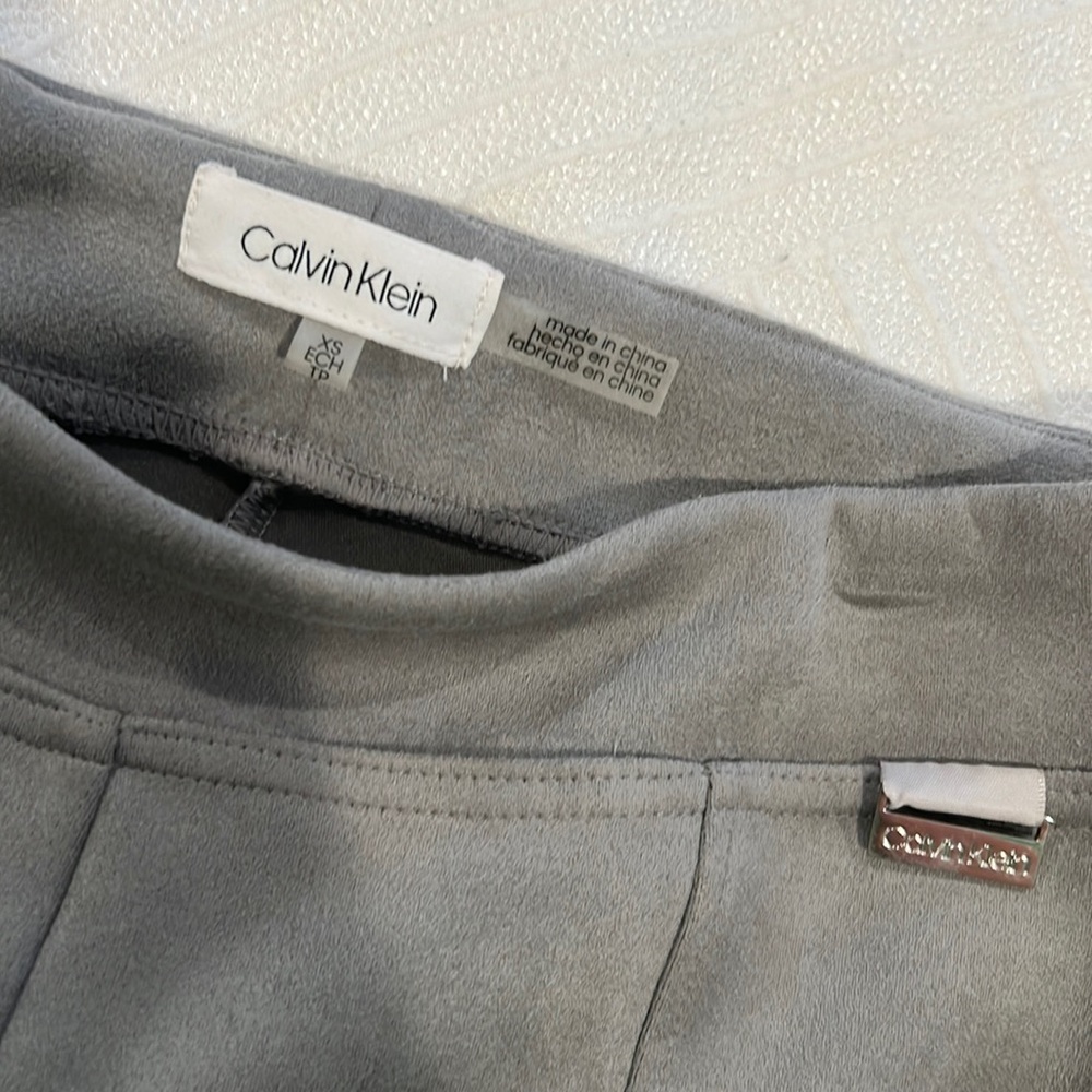 Calvin Klein Faux Gray Suede Pants.